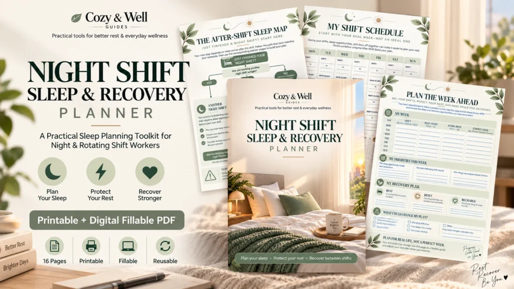 Night Shift Sleep Planner printable and fillable PDF